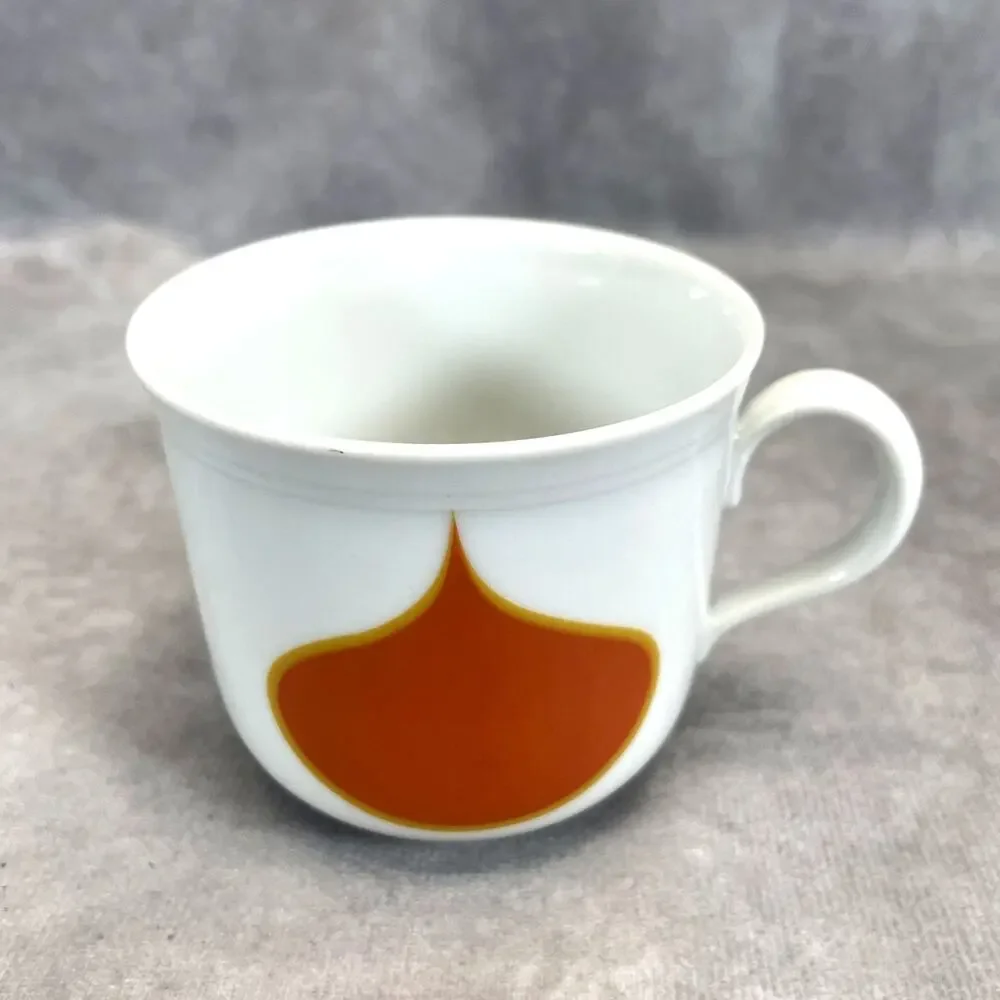 2 RARE Seltmann Weiden Bavaria W. Germany Tea Cup Orange Tear Drop Porcelain MCM
